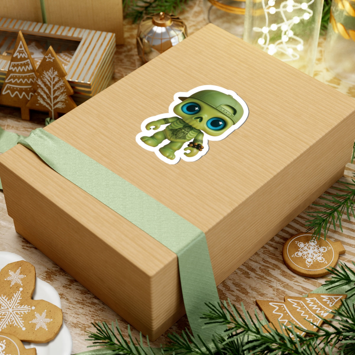 Cool Green Skeleton Kiss-Cut Stickers - Fun Vinyl Decal for Laptops & Water Bottles