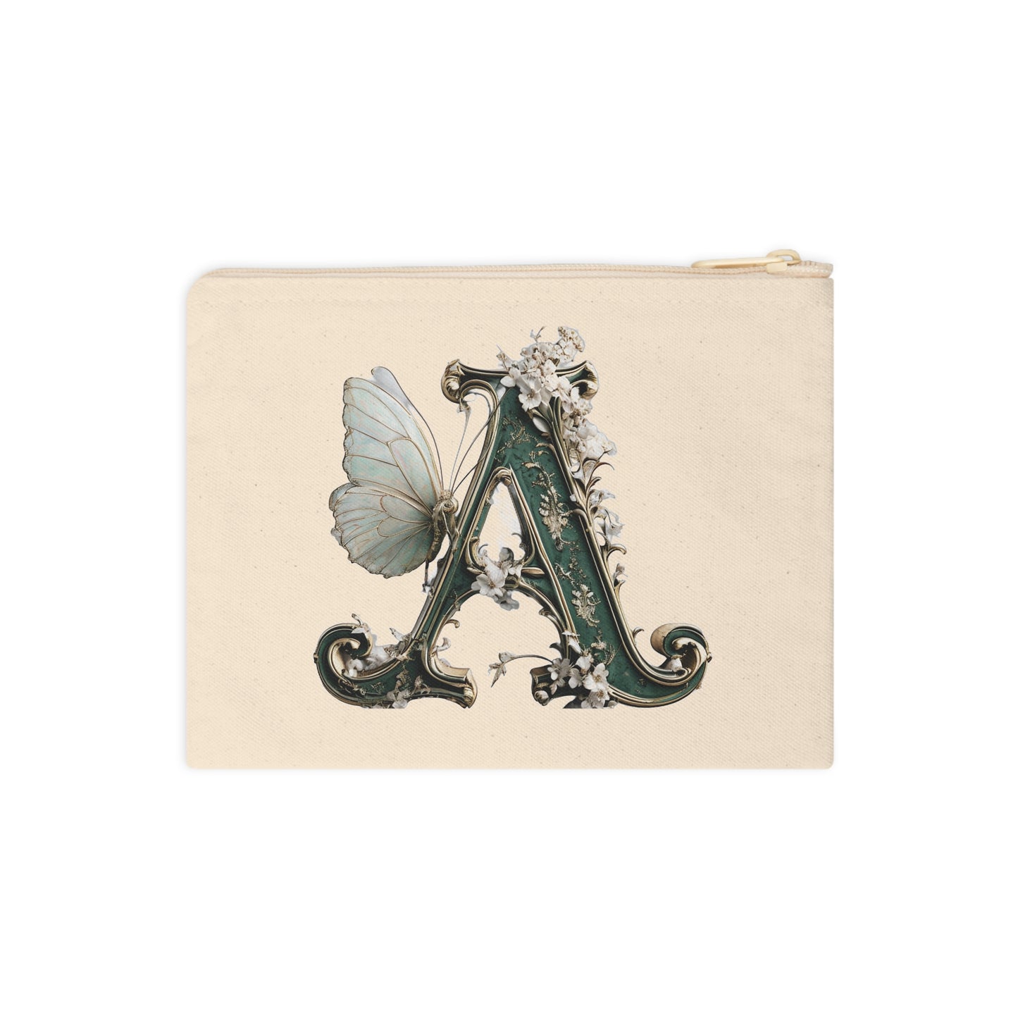 Floral Butterfly Initial Zipper Pouch - Personalized Accessory for Organizing Essentials