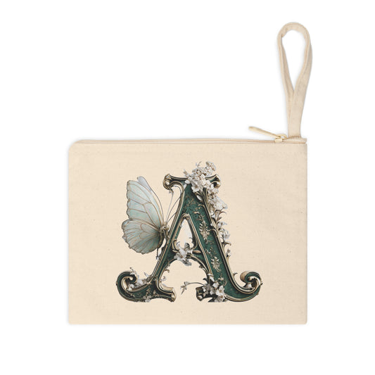 Floral Butterfly Initial Zipper Pouch - Personalized Accessory for Organizing Essentials